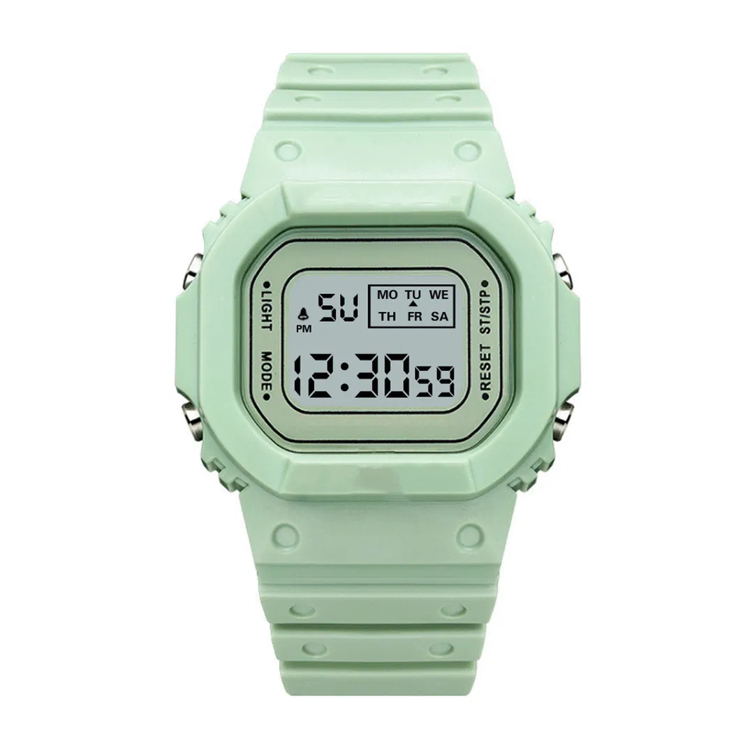 Solid Color Square Student Teenagers Outdoor Sports Waterproof Multifunctional LED Electronic Watch