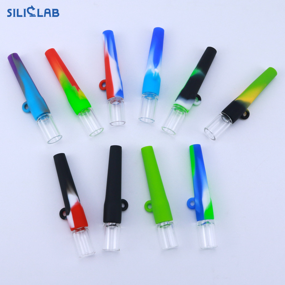 Custom Glass One Hitter Smoking Pipe Silicone Taster Bats