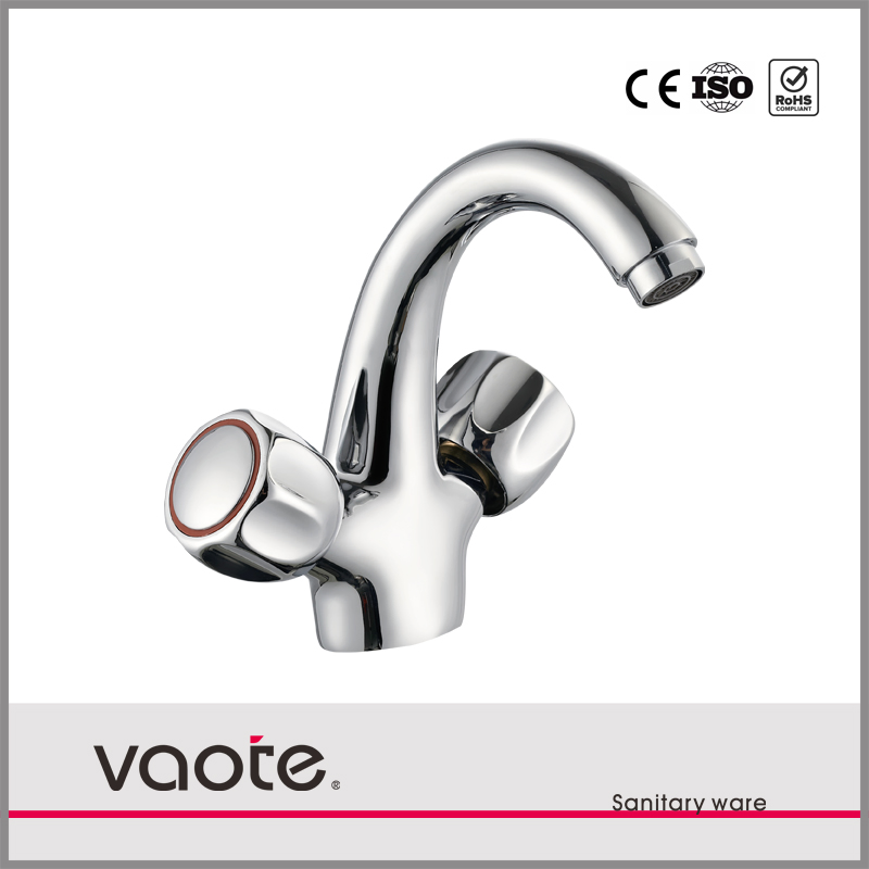 Double Handle Brass/Zinc Basin Mixer Tap Hot/Cold Water Faucet