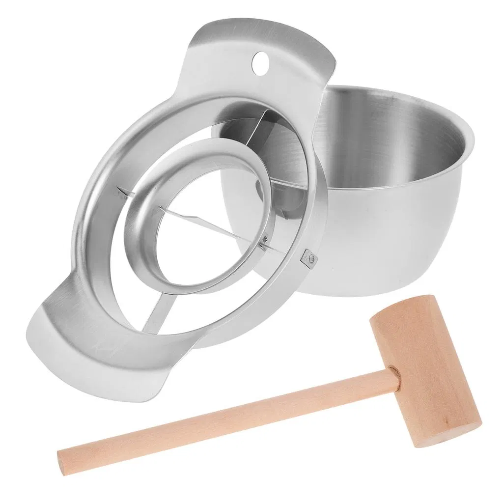 304 Stainless Steel Pomegranate Peeler with Wooden Hammer Fruit Opener Deseeder Tool Kitchen Peeler for Pomegranates for Kitchen