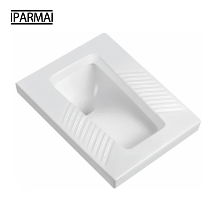 White Ceramic Squatting Pan with Trap Cover Shield Cistern for Commercial Public Toilet Project