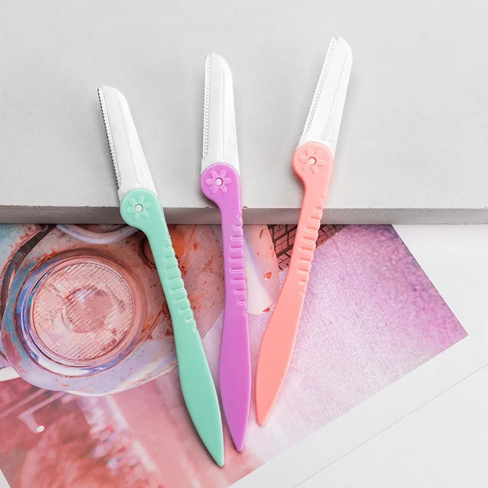 Women and Men's Mini Dermaplaning Plastic Handle Eye Brow Face Razor Folding Body Eyebrow Shaver