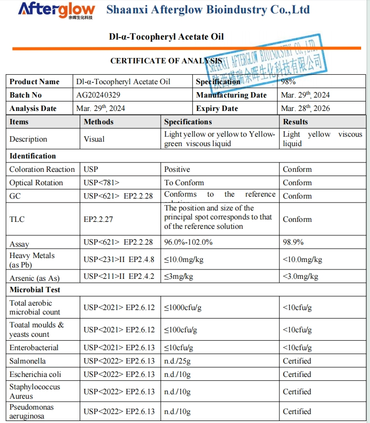 Factory Supply Free Sample EXW Price Vitamin E Oil Raw Material Ve Oil
