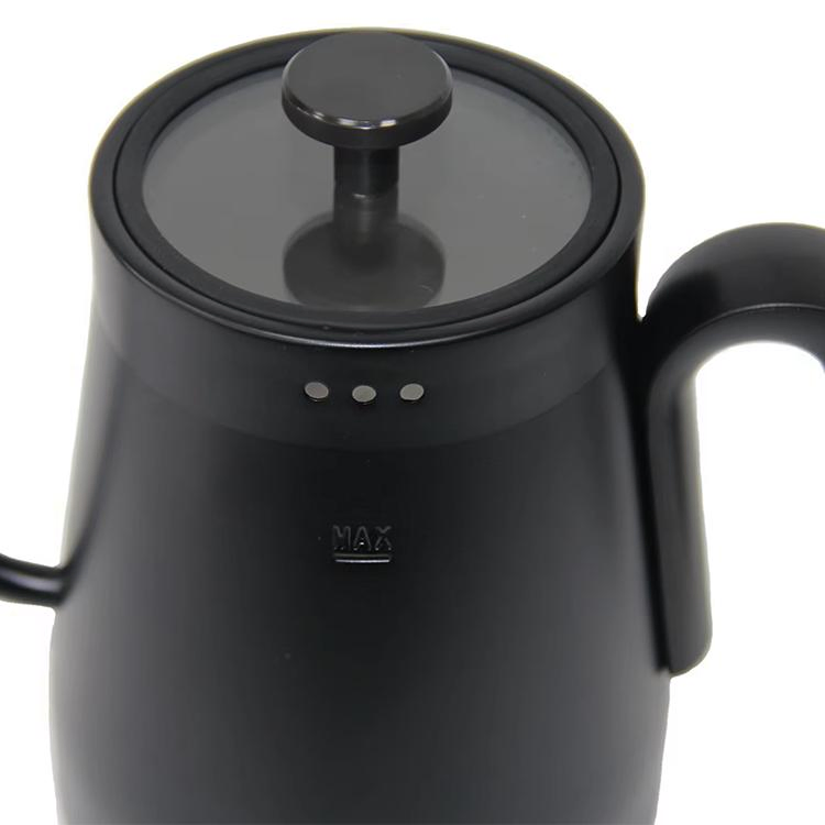 304 Stainless Steel Kettle Black Digital Smart Coffee Kettle 90degree Arc Long Narrow Spout Gooseneck Electric Kettle with Tray