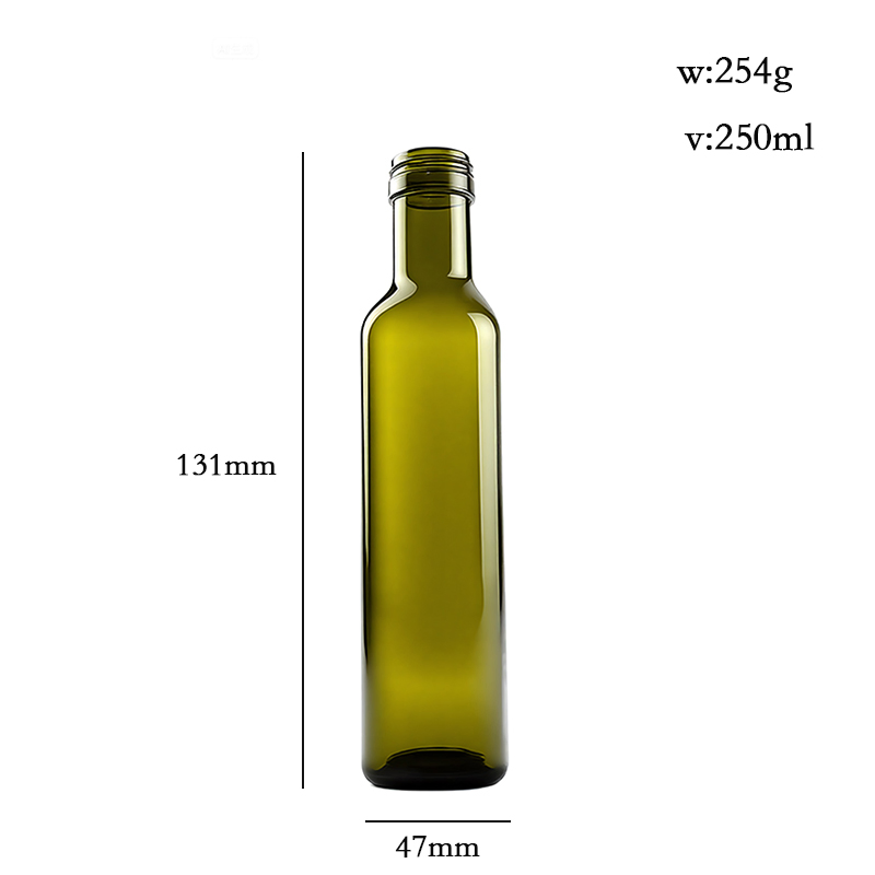 Vinegar Dispenser Bottle 250ml Green Glass Oil Bottle with Pouring Spouts