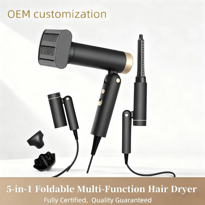 Factory Wholesale Portable Foldable Multifunctional Hair Dryer, Home Hot Air Brush Set, Professional Salon Negative Ion Hair Dryer