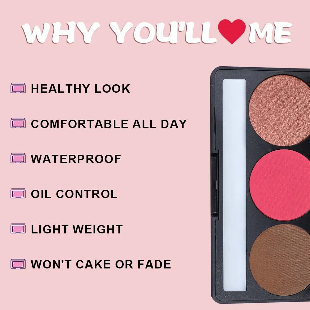 Private Label Silky-Smooth Long-Wearing Multi-Purpose Vegan High Pigment Mineral Highlighter Blush Contour Makeup Palette