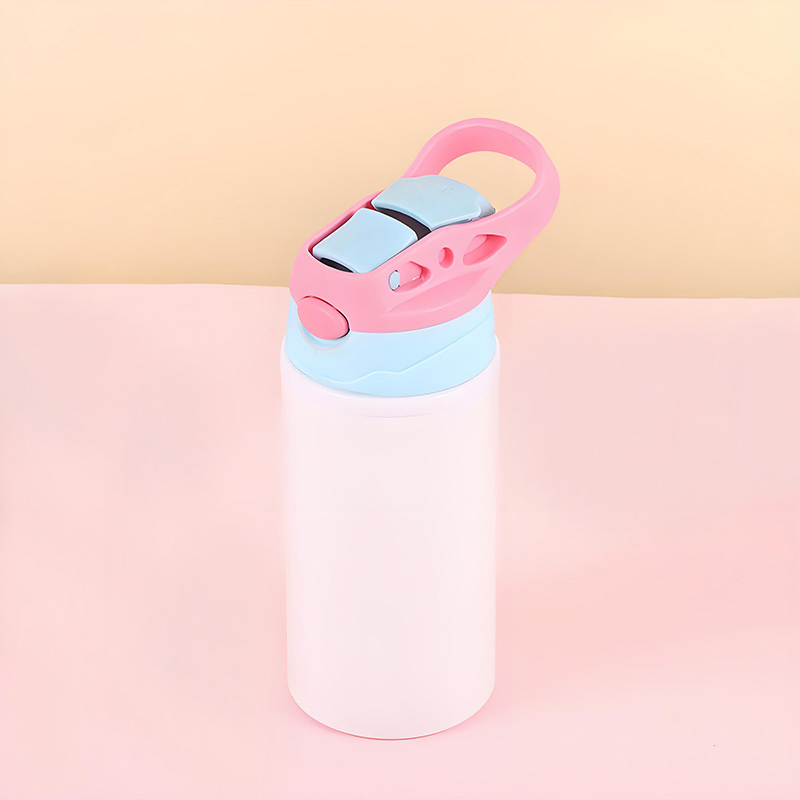 Children 500ml Push-Button Lock Aluminum Water Bottle with Straw