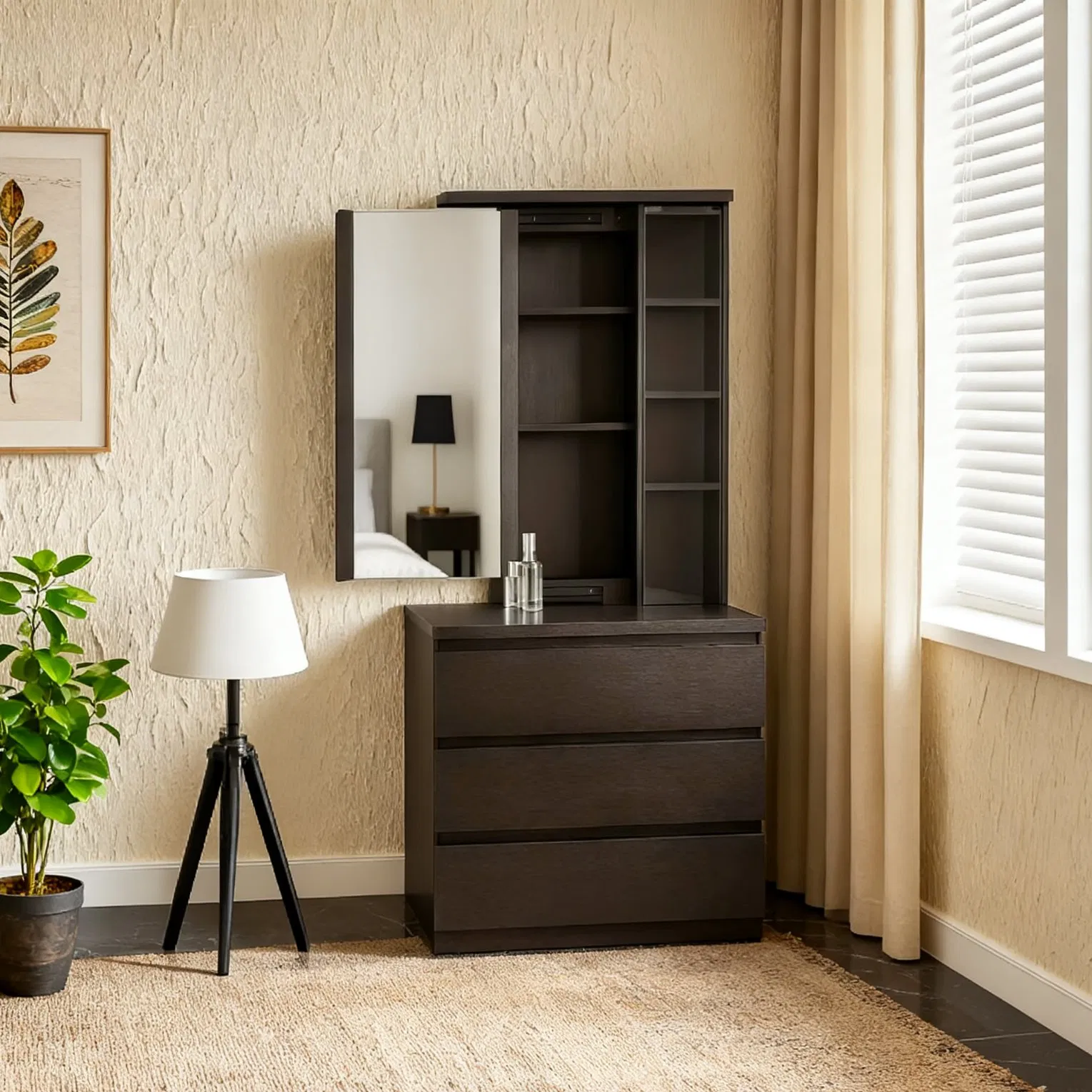 Modern Design Drawer Storage Cabinet Bedroom Living Room Full-Length Mirror
