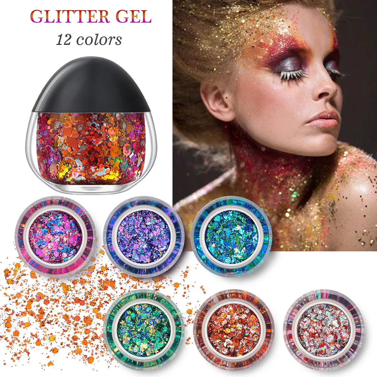 Chunky Mix Chameleon Glitter Gel Cream for Face and Body Glitter Cosmetics