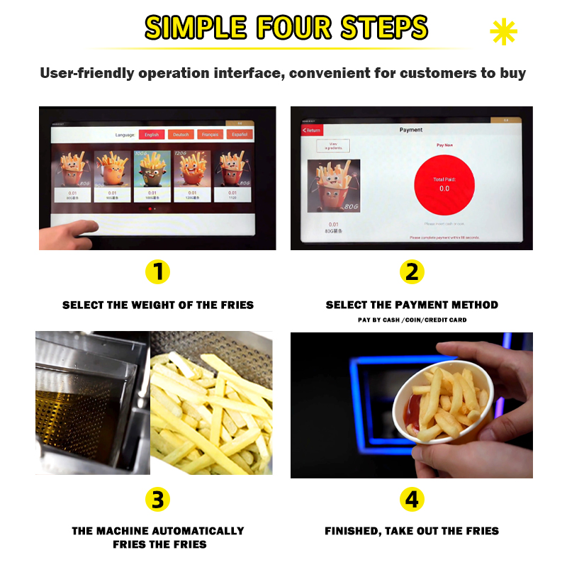 Factory Touch Screen Potato Chips Smart Automatic Fast Food French Fries Vending Machine