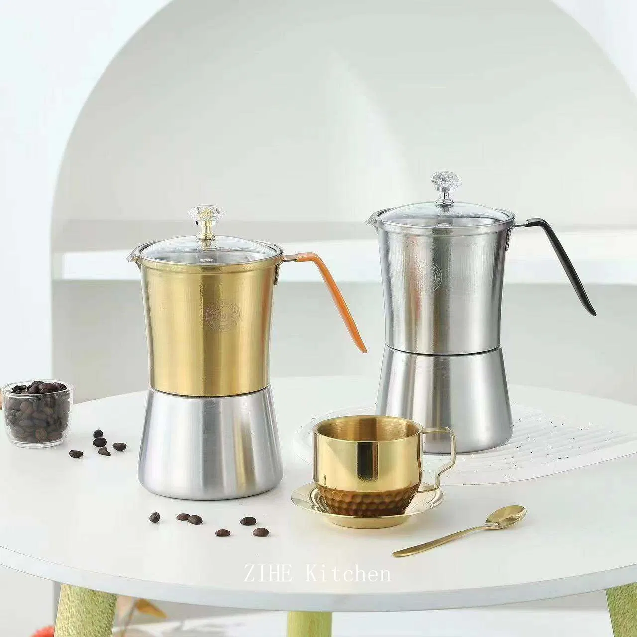 304 Stainless Steel Moka Pot Italian Hand Made Teapot European Style Outdoor Portable
