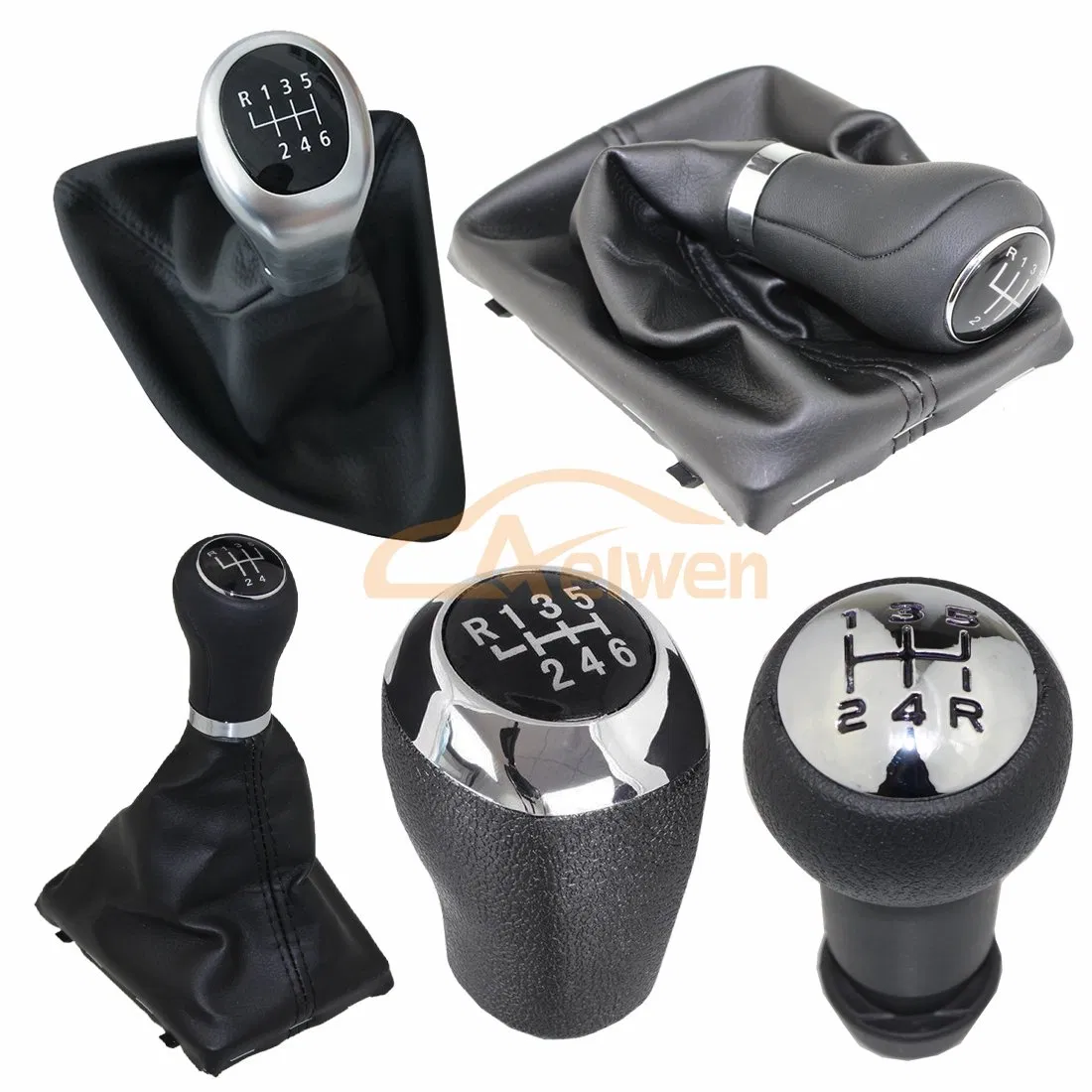 Aelwen Auto Parts 5-Speed Leather Car Gear Shift Knob for Mercedes Benz W211, VW Polo, BMW E30