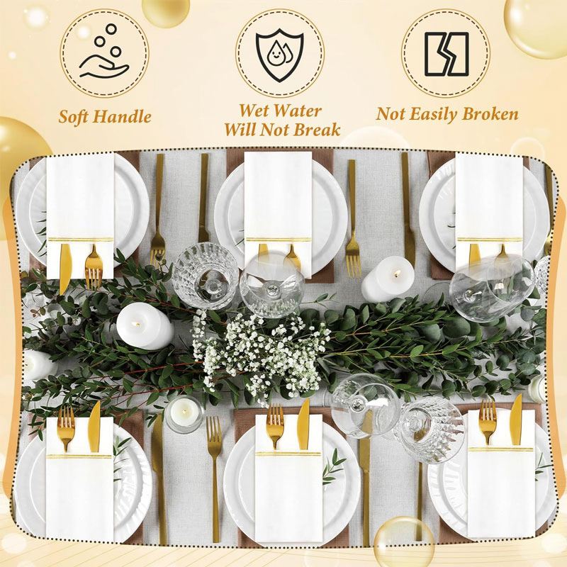 Customized Disposable Airlaid Napkins Paper Dining Cutlery Virgin Wood Pulp Wholesale Custom Logo for Restaurant