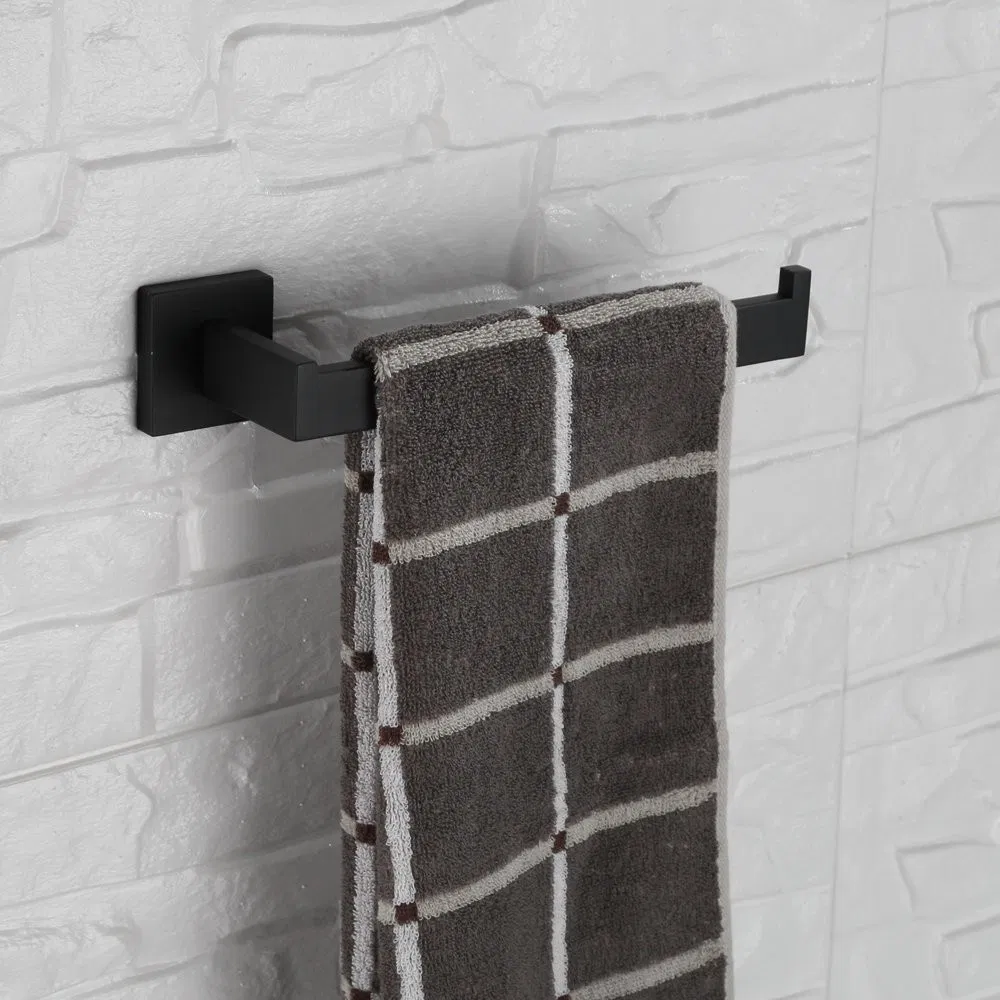 Matte Black Robe Hook Towel Rail Rack Bar Shelf Tissue Paper Holder Bathroom Hardware Set Bathroom Accessories