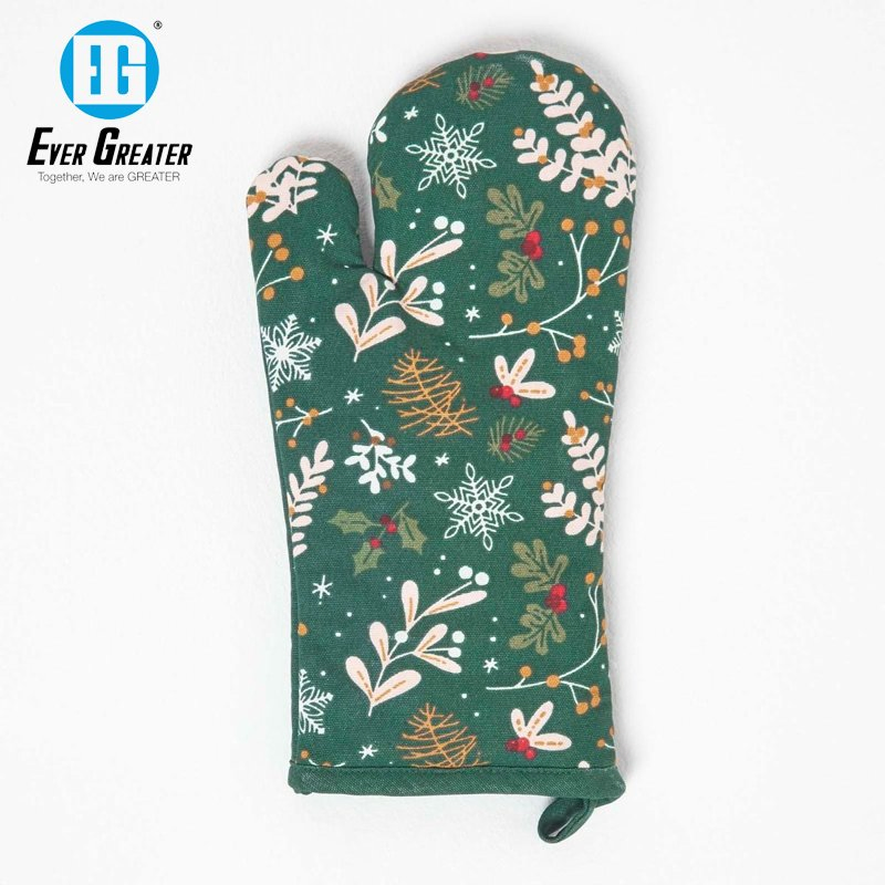 Stylish Printed Design Premium Custom Oven Mitts Heat Resistant Cotton Perfect Christmas Cooking and Baking Oven Mitts