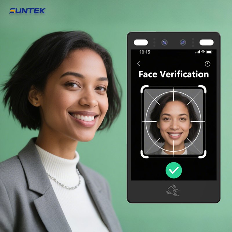 Suntek API/Sdk 8 Inch Facial Recognition Enable Figerprint Access Control Device with Qr Code and Bluetooth for Apartment