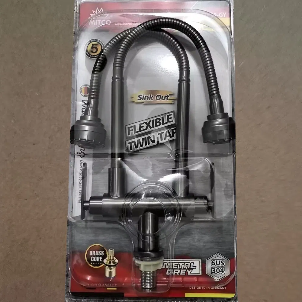 New Design Double-Headed Faucet Brushed Bathroom Sink Faucet