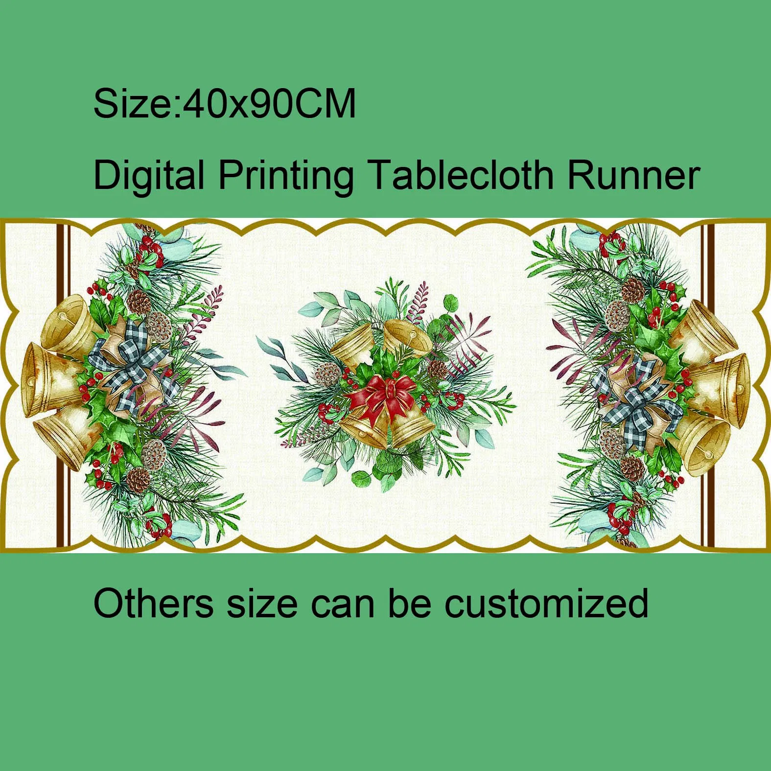Digital Printing Christmas Bell and Holly for The Christmas Party Decoration