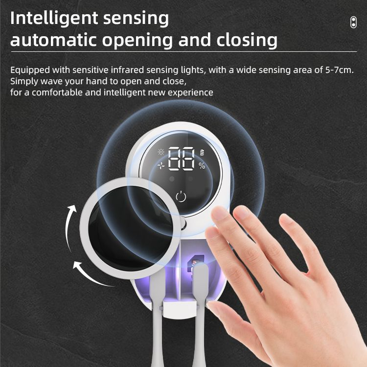 Smart Automatic Human Body Sensor Toothbrush Holder with UV Sterilizer & Dryer LED Display Rechargeable Toothbrush Sanitizer for Bathroom