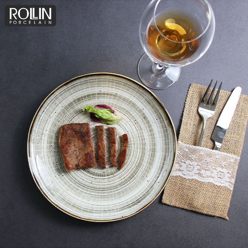 Rollin Porcelain Annul Ring Side Plates Dinnerware for Hotel and Restaurant