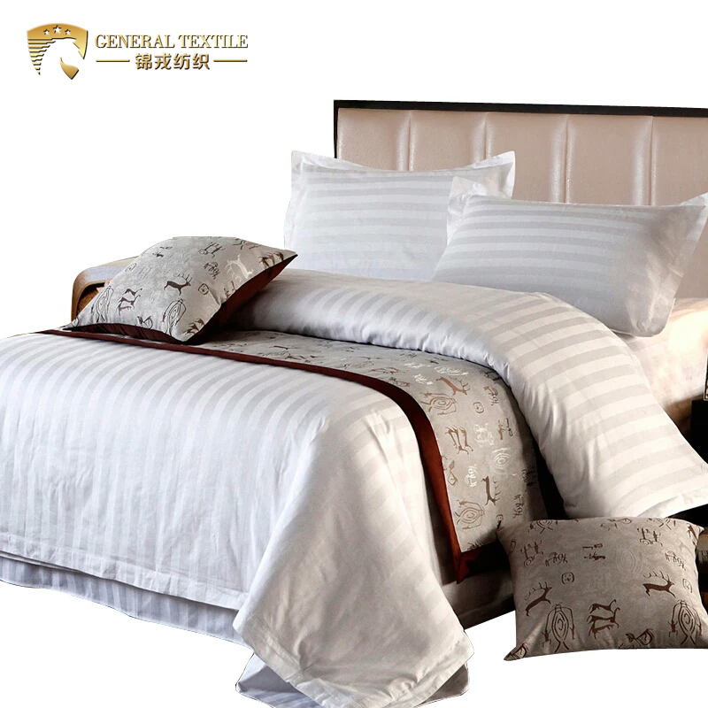 300tc King Size Stripe Solid Color Hotel Hospital Cotton Bedding Set (JRD795)