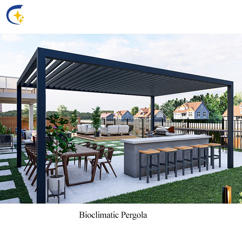 10X10 Pergola Bioclimatic Blackout Retractable Canopy Louvre PVC Fabric Awning Pergola
