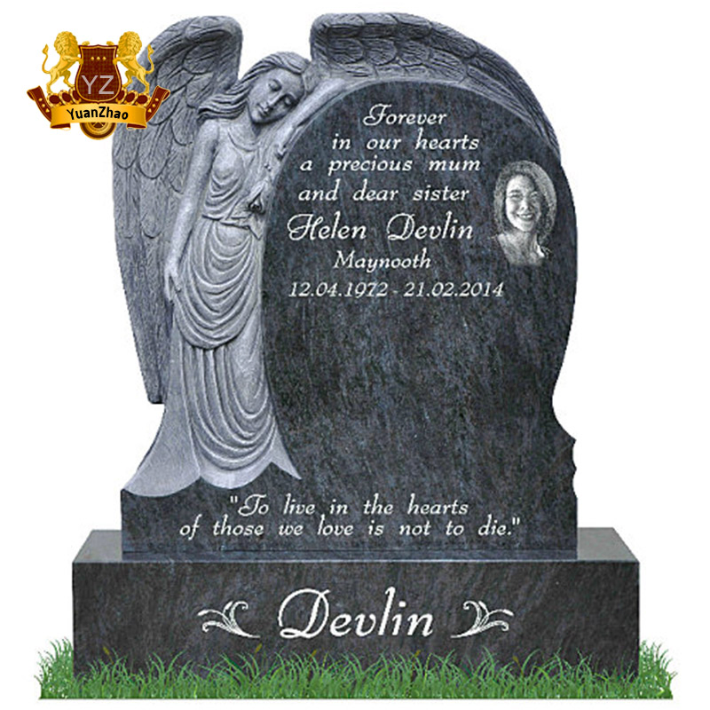 Elegant Carved Angel Tombstone Granite Gravestone Headstone