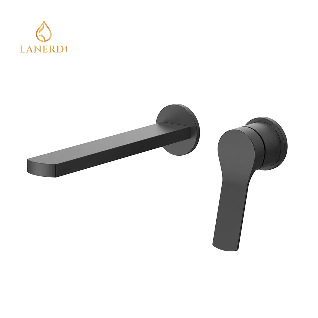 Высокий смеситель для раковины с длинным изливом, черный