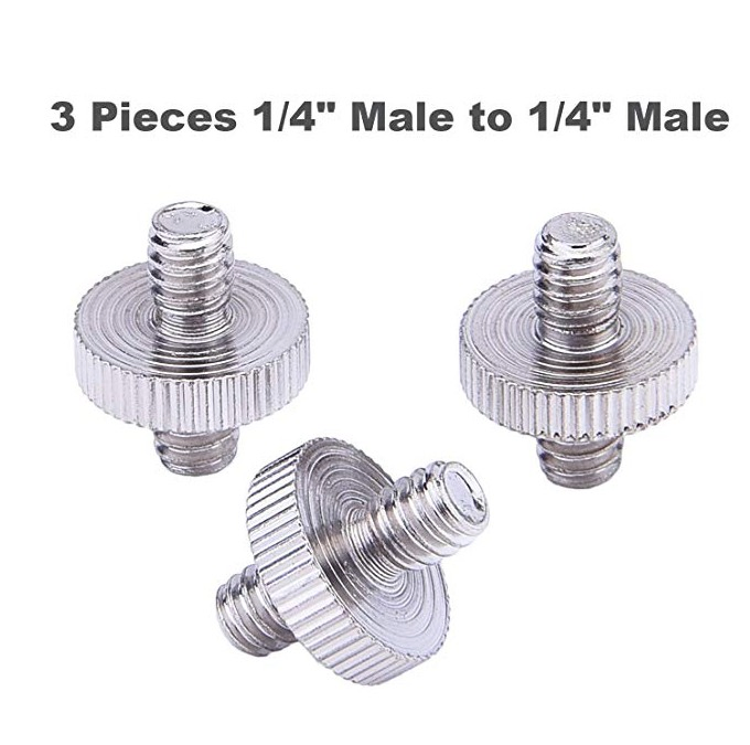 Custom 1/4'' Male to 1/4'' Male Camera Convert Screw Silver Threaded Metal