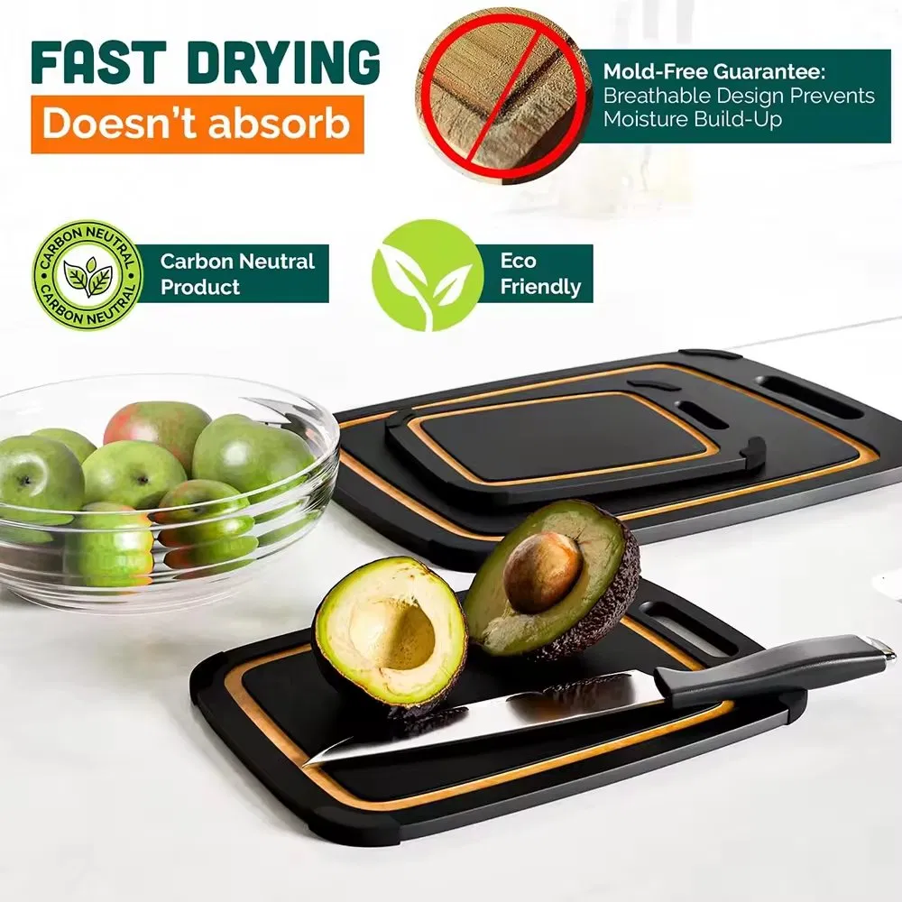 Eco-Friendly Kitchen Double Sided Pine Wood Fiber Cutting Board with Juice Groove