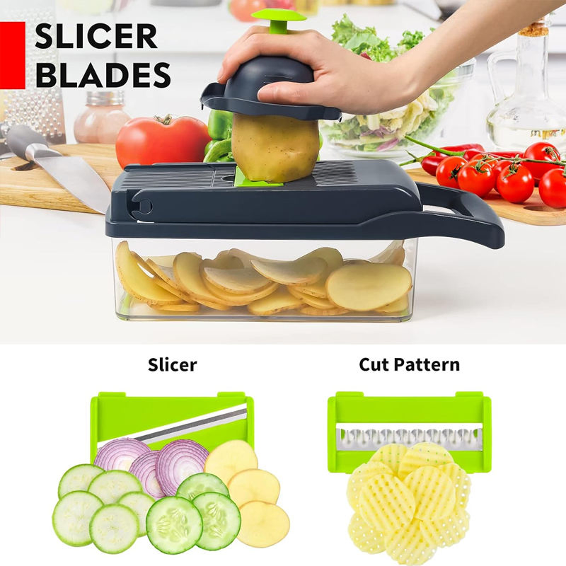 14-in-1 Multifunctional Vegetable Chopper: Onion Slicer Dicer, Spiralizer & Hand Grater (CFSKA25005)