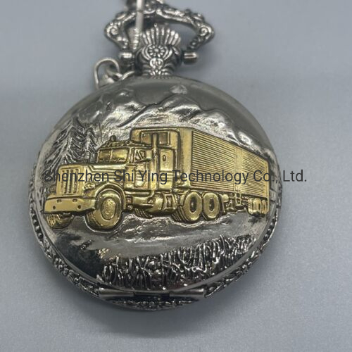 Custom Vintage Antique Quartz Gift Pocket Watch with Truck