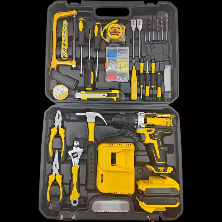 118PCS Lithium Battery Electric Drill Set Brushed Power Drill