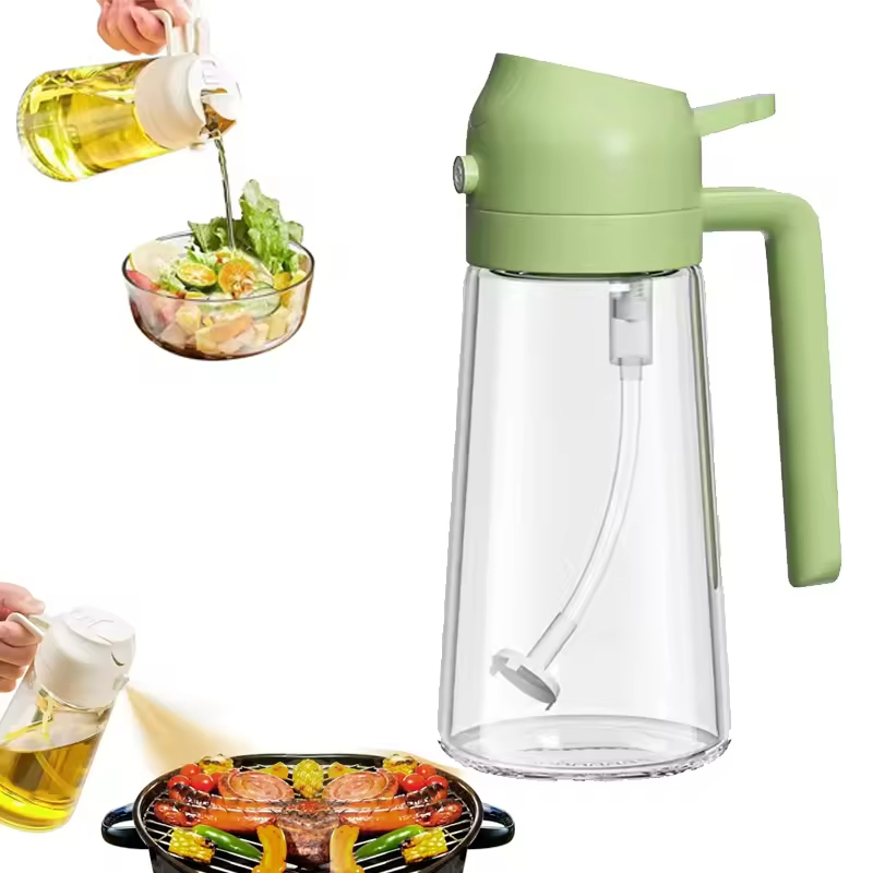 High Quality Customized 2-in-1 Reusable Factory Price Olive Spray Bottle in Stock Sprinkler Glass Spray Oil Bottle