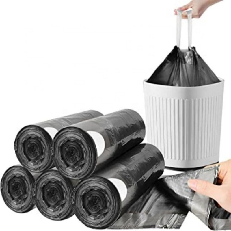 Custom Compostable Recycled Eco Friendly Liners Bin PE on Roll 13 Gallon White Plastic Garbage Drawstring Trash Garbage Bag