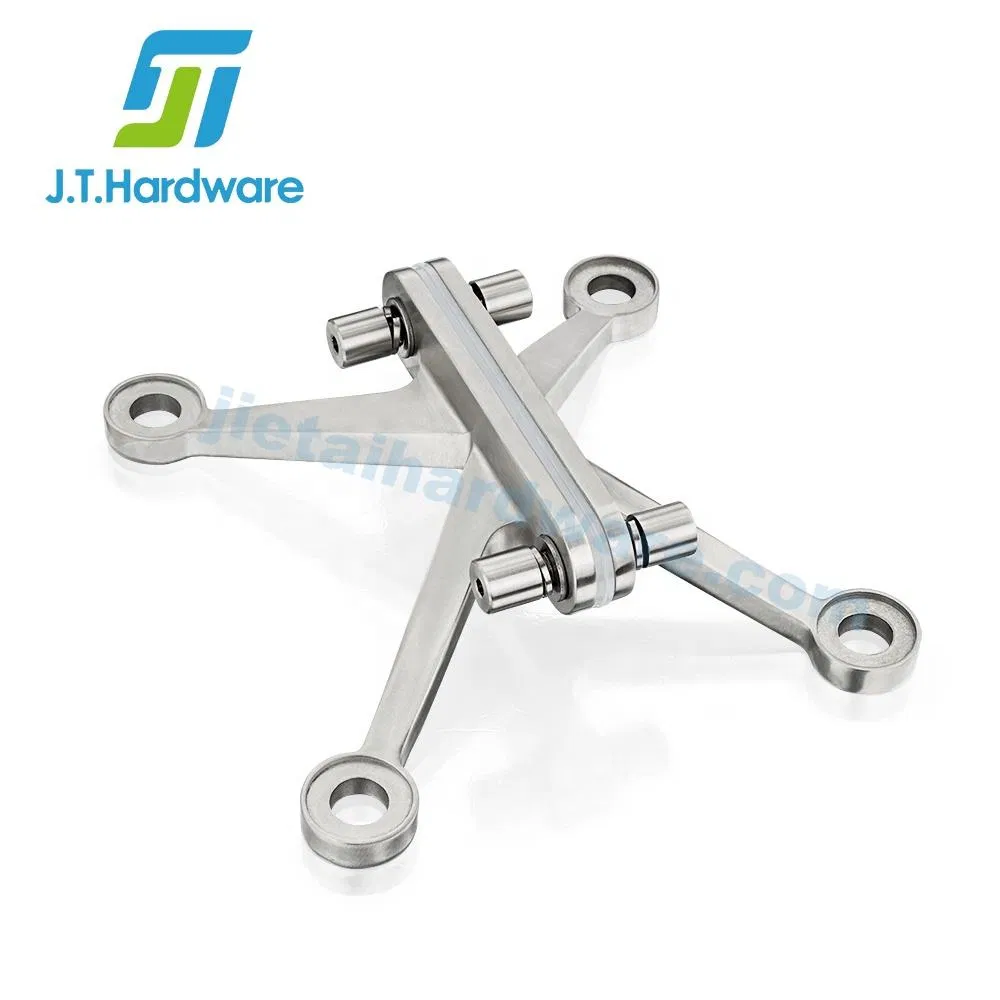 10-19mm Stainless Steel 304 Silicone Rubber 4 Way Fin Type Glass Wall Connector Fin Spider Fitting