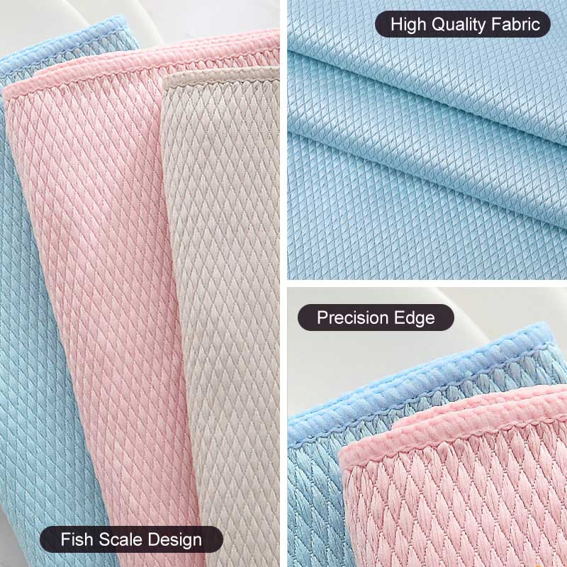 Lint Streak Free Fish Scale Rag Wipe Glass Window Car Mirror Glasses Polishing Cleaning Cloth Microfiber Kitchen Dish Towel