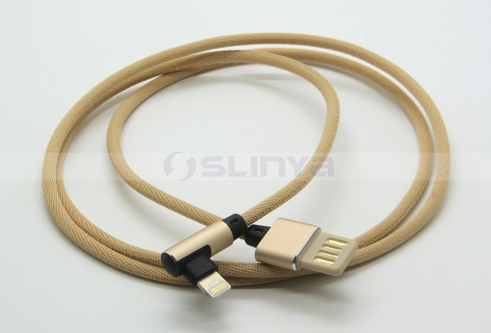 2.4A High-End Fast Charger 8 Pin Cable Two Double Side 90 Degree Lightning USB Cable for iPhone X 8 Plus iPad Air Mimi 3 4
