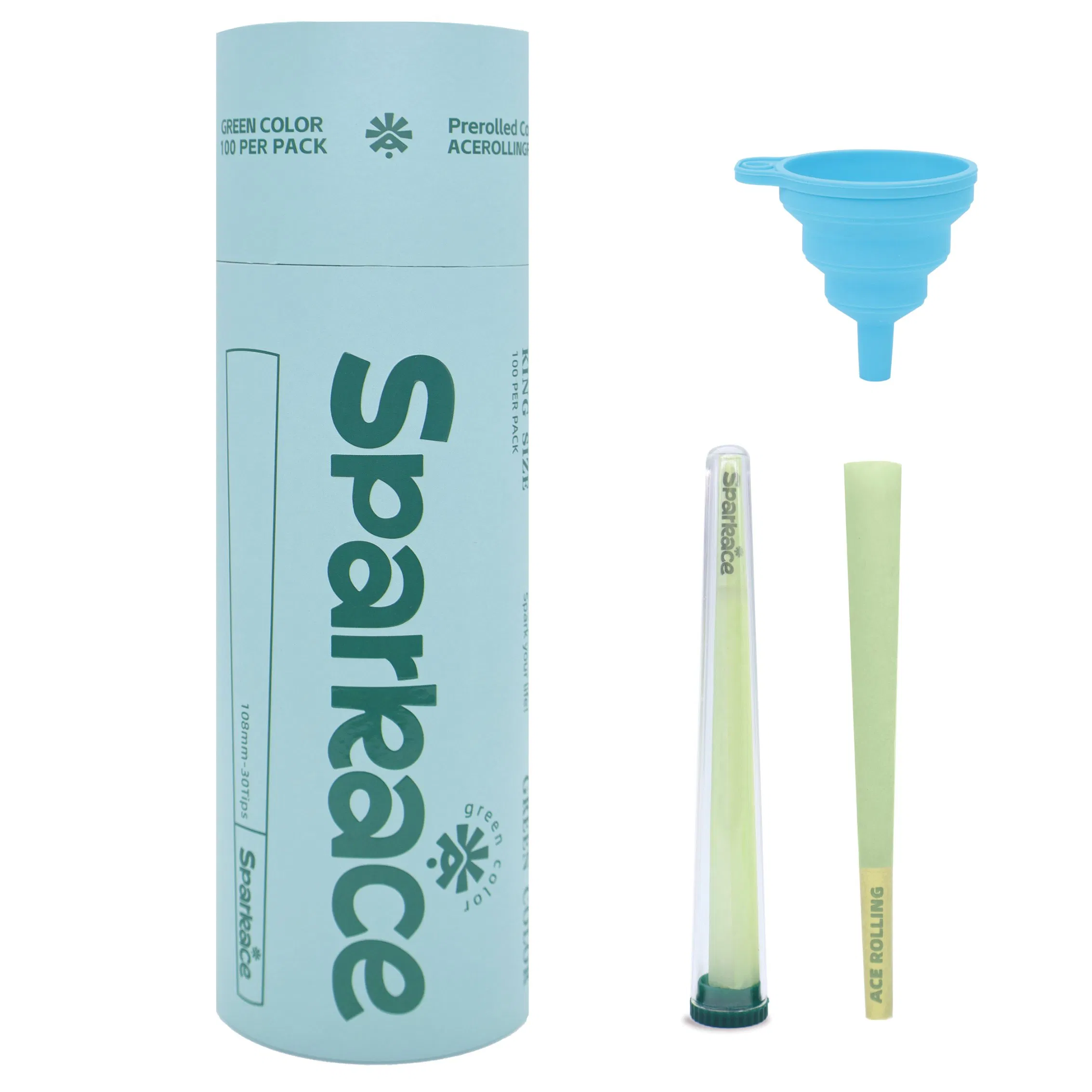 Customizable Kingsize Sparkase Green Rolling Paper Cone 50/100/200PCS/Jar Pre-Rolled