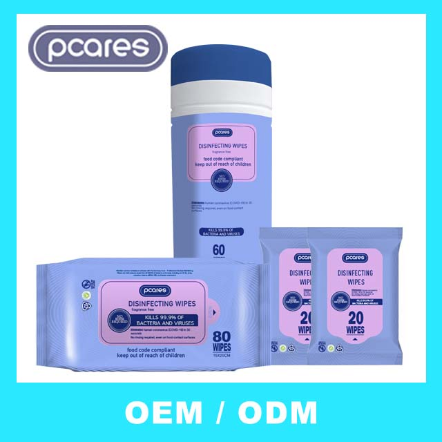 Custom OEM Adults Household Antiseptic Antibacterial Disinfectant Cleaning 75 Alcohol Wipes