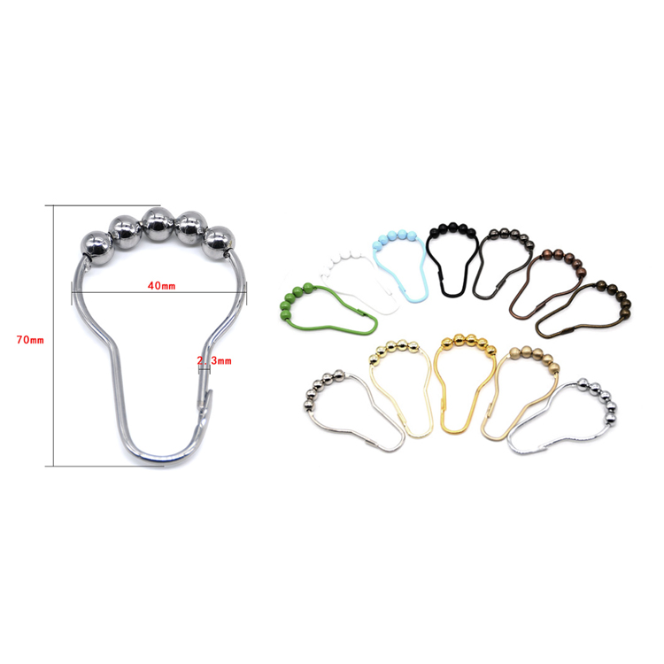 Sanipro Premium Rust Resistant Metal Gourd Buckle Shower Curtain Hook, Bathroom 5 Beads Roller Shower Curtain Rings