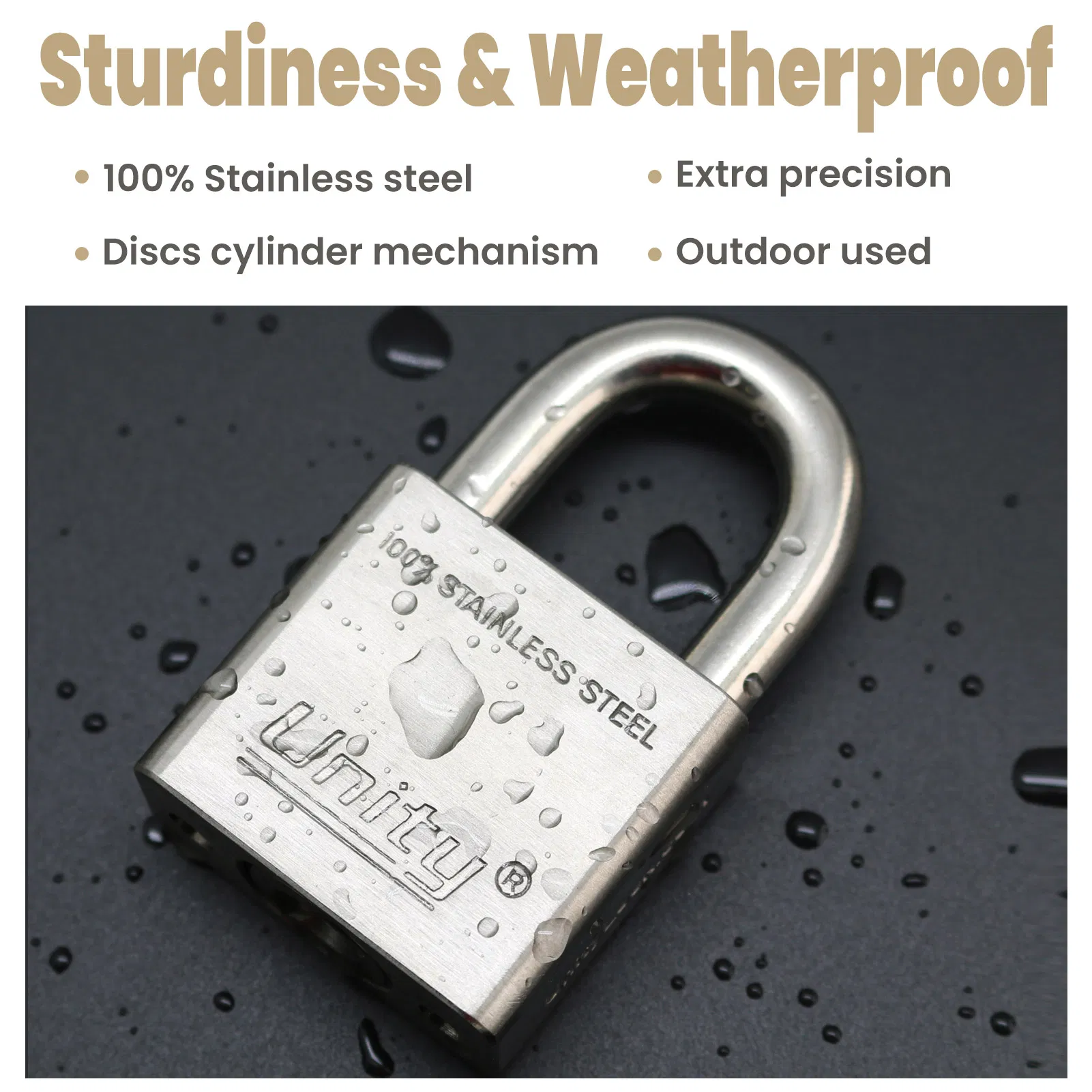 100% Stainless Steel Padlock Marine Lock Weatherproof for Sea Boat