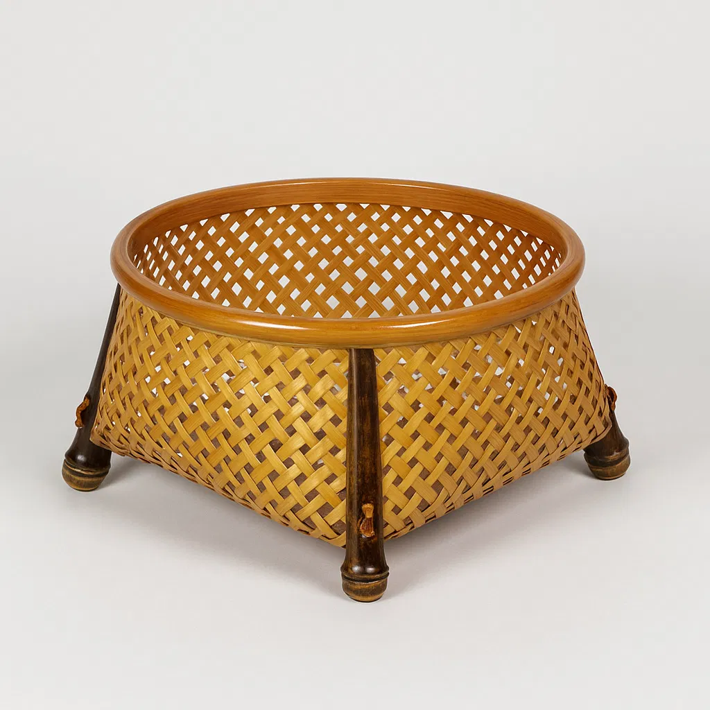 Плетеная корзина для чайного набора из бамбука