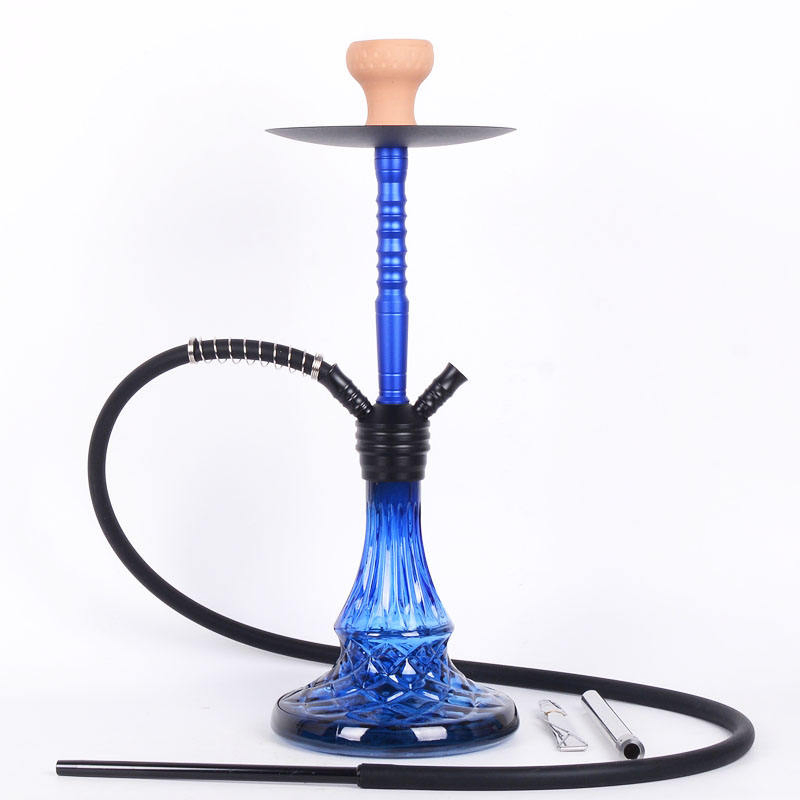 Factory Direct Glass Smoking Accessories Aluminum 2 Water Pipes Shesha Portable Shisha Set