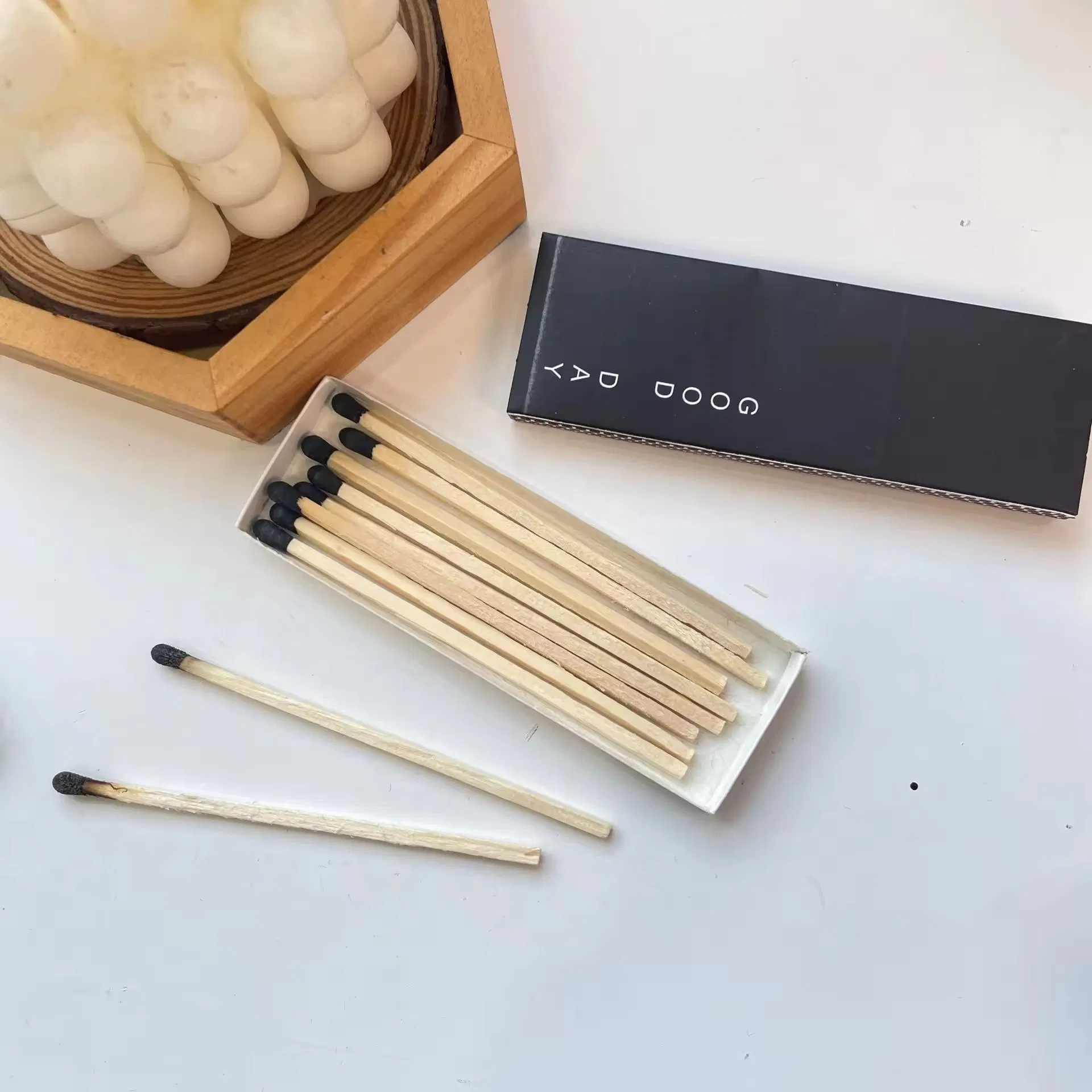 Ins Style Factory Matchbox Custom Logo Matchstick Cigar 3 Inch Candle Matches Incense Wood with Logo Safe Hotel Box Match