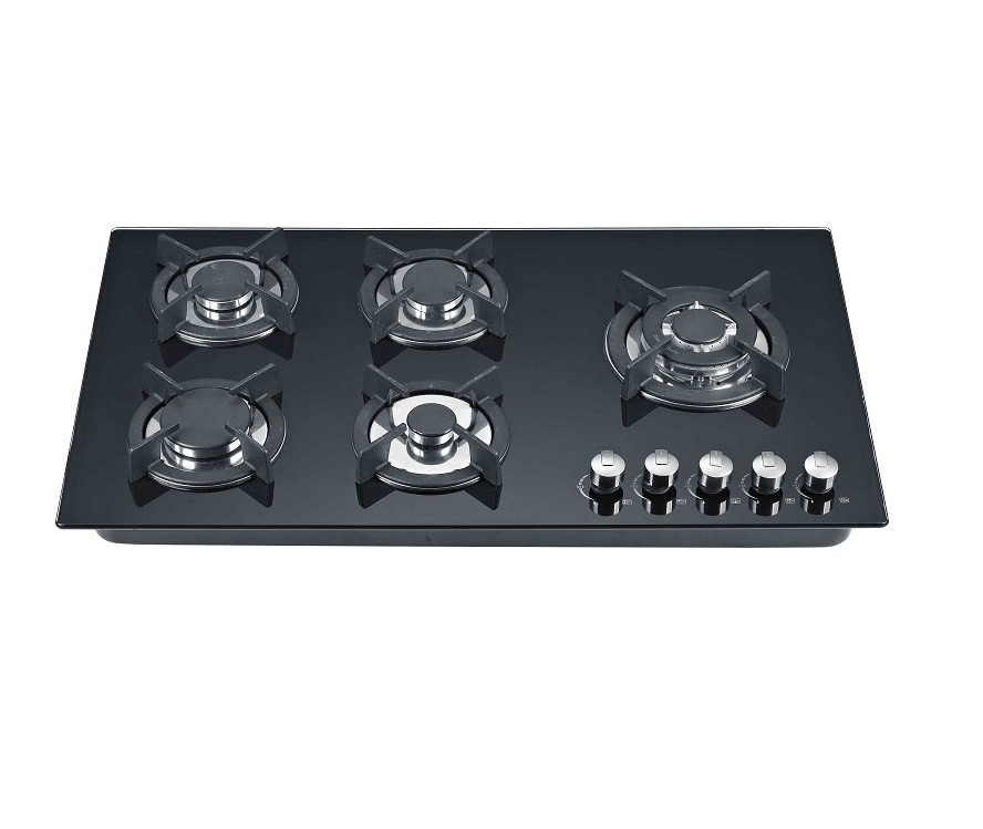 5 Burner Tempered Glass Panel Top Built-in Gas Stove