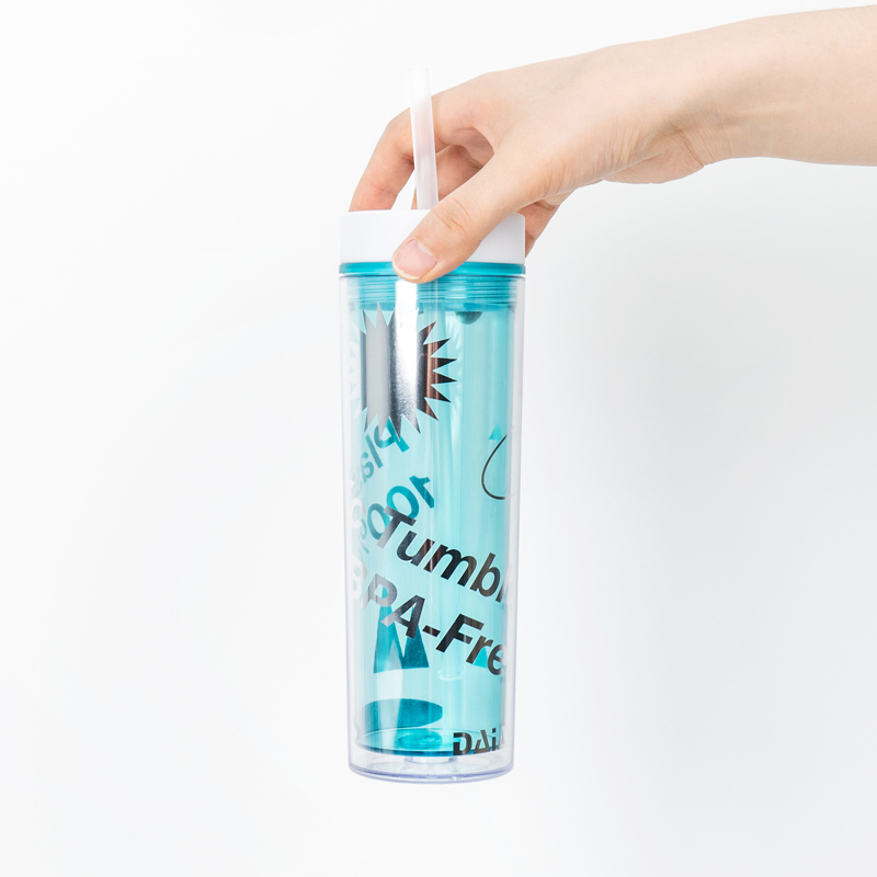 Eco-Friendly Water Bottles 16oz Skinny Tumbler Double Walled Acrylic Matte Plastic Bulk Tumbler