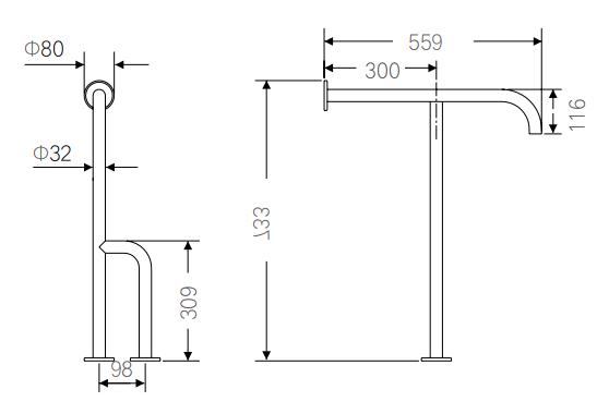 Bnh-19040 Stainless Steel Wall to Wall T-Shape Grab Bar Safety Handrail