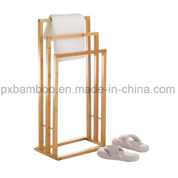 Bamboo Bath Towel Stand Drying Rack and Bamboo Washcloths Hanger Shelf